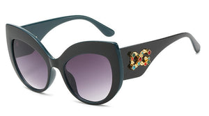 LNFCXI Diamond Cat Eye DG Oversized Sunglasses Women