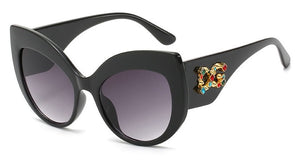 LNFCXI Diamond Cat Eye DG Oversized Sunglasses Women