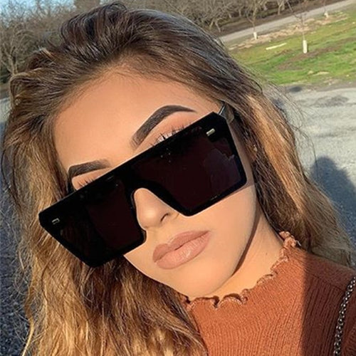 2019 Flat Top Oversize Square Sunglasses Women